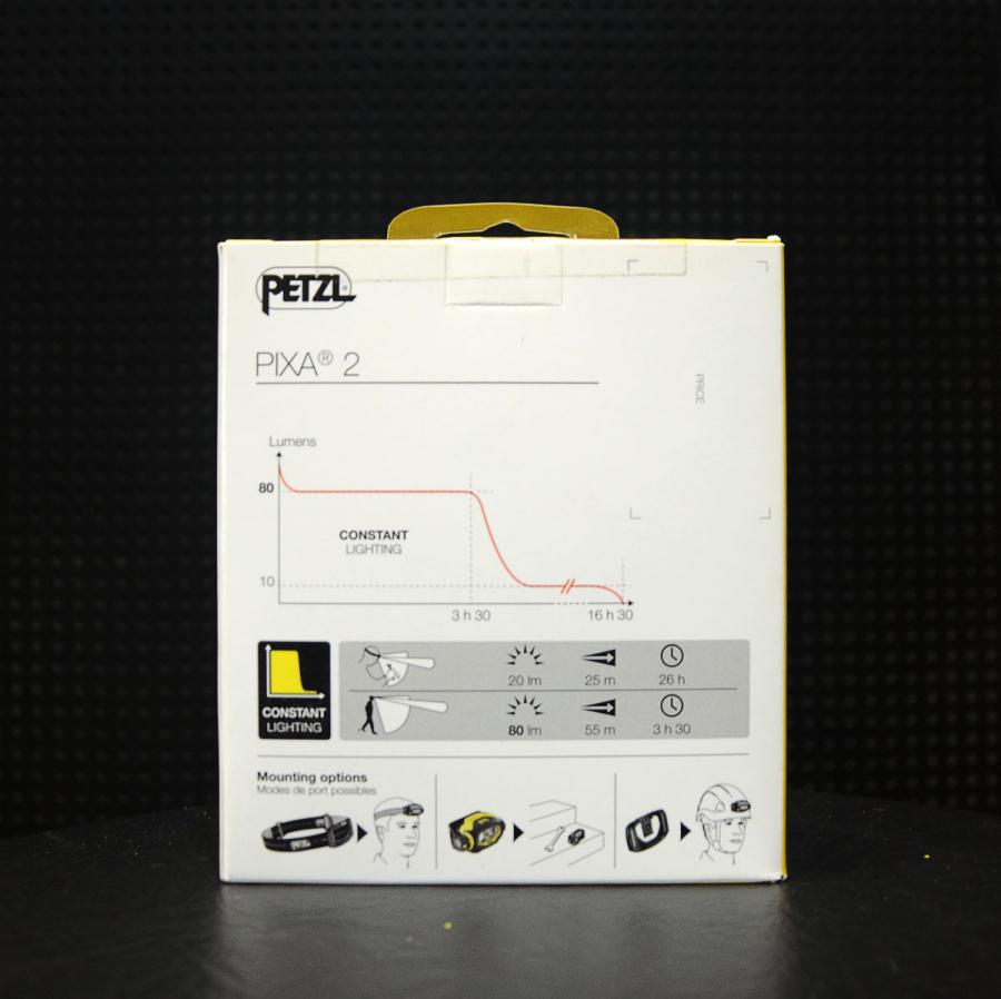 Налобный фонарь PIXA 2 упаковка вид сзади PETZL